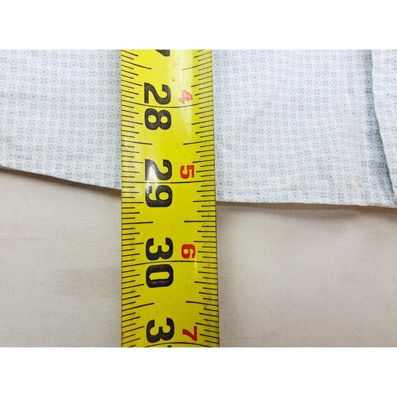 Uniqlo Size Medium Mens White Teal Blue Pattern Long Sleeve Cotton Pocket Shirt - Picture 8 of 10